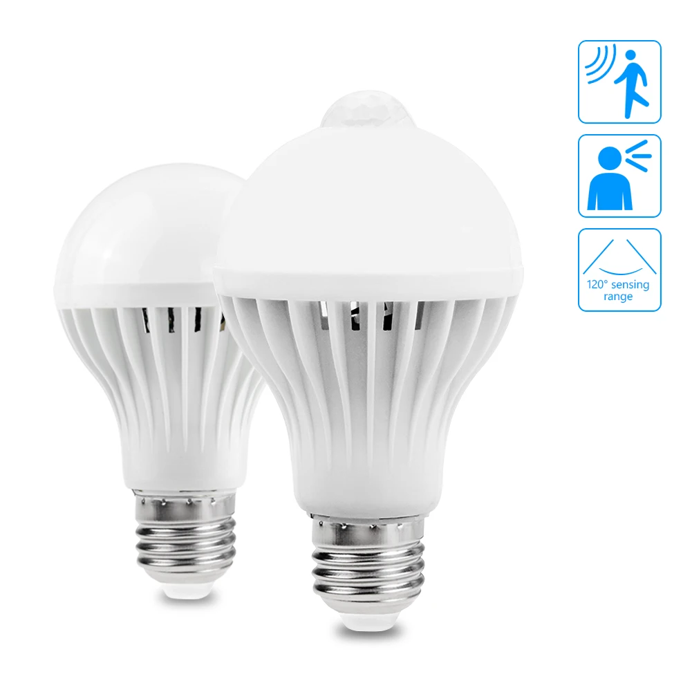 

LED lamp PIR Infrared Motion/Sound+Light Sensor Control E27 3w 5w 7w 9w 12w automatic Smart Sensor White Lampada LED Bulb light