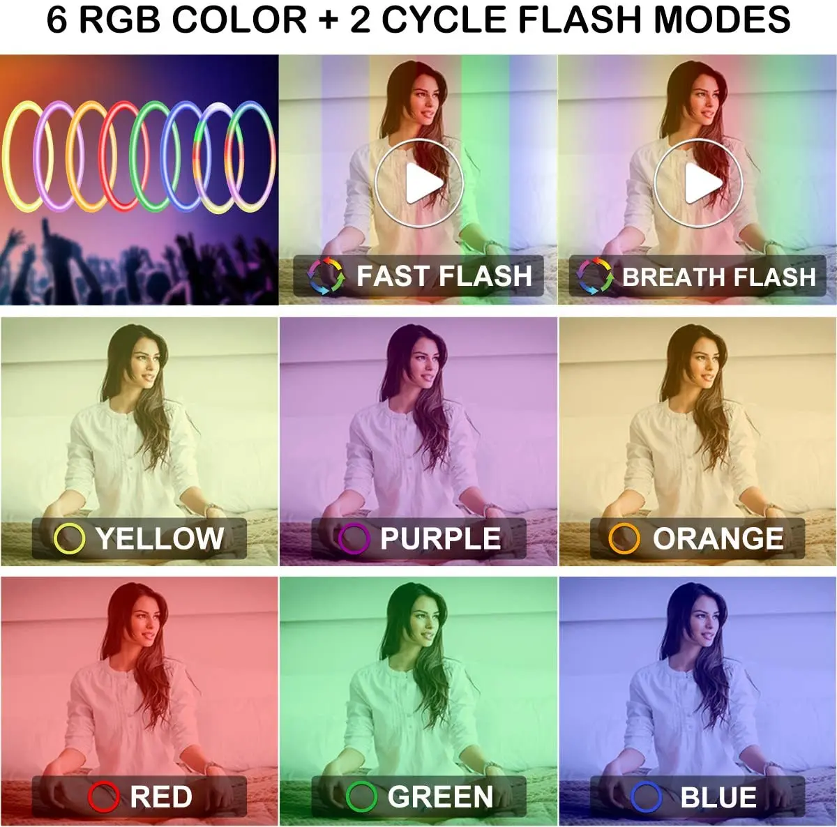 10 &quotRGB светодиодный селфи кольцо светильник 16 Цвета с регулируемой яркостью для