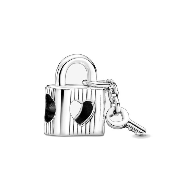 New Diy Acessories Valentine's Day Rose Heart Padlock Bead Fit Original Pandora Charms Bracelet Jewelry Sterling Silver 925