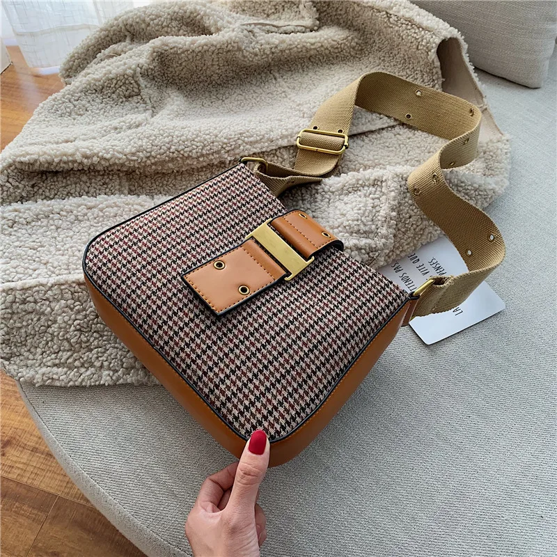 

Plaid Bag WOMEN'S Bag New Style 2019 Autumn Shoulder Bag Broadband Shoulder Bag Women's Versatile INS Fashion Small Square Bag