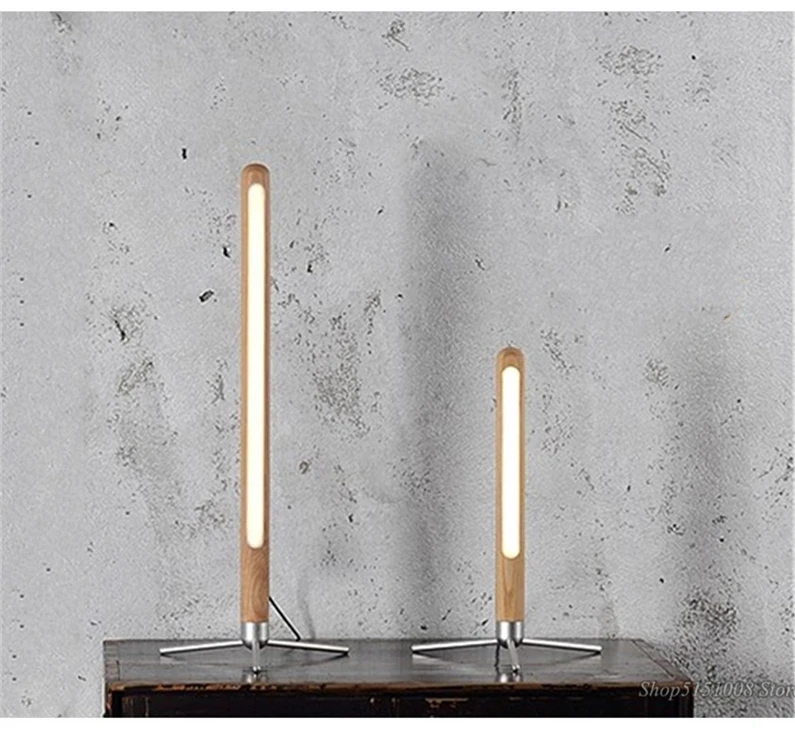 Nordic Wooden Table Lamps Bedside Lamp LED Vertical Atmosphere Lamp