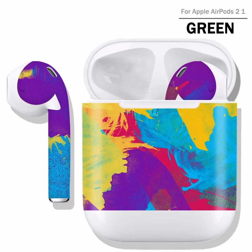 Потрясающая пленка для Air pods pro, чехол-наклейка для airpods 3 2 1, защитный чехол с защитой от пыли для AirPods Pro, защитный чехол - Цвет: A Green Airpods 2 1