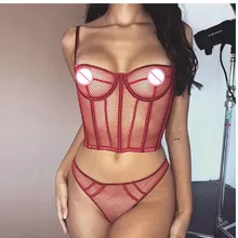 Новейшая Сексуальная женская ночная рубашка с вырезом из 2 предметов, Сексуальное Белье для сна с бретельками, пижамный комплект