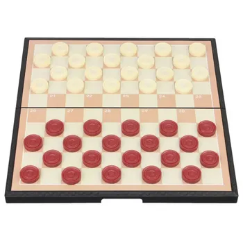 

High quality international checkers portable plastic chess set folding checkers magnetic chess board game children gift
