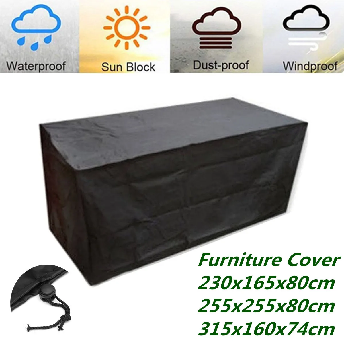 420D Heavy Duty Oxford Polyester Rectangular Patio Table Covers