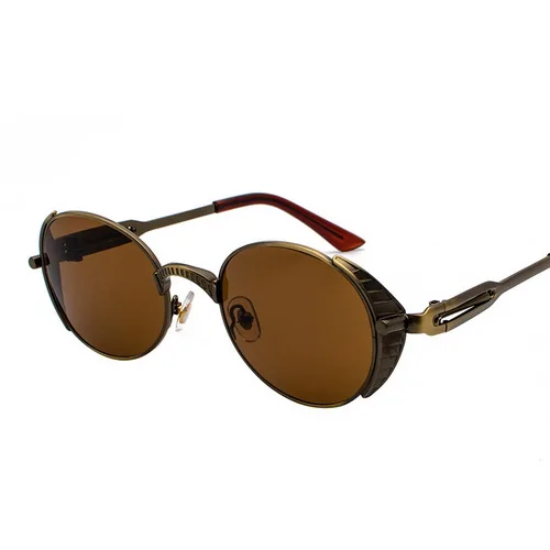 C07 Brown RUGIADA новые винтажные мужские солнцезащитные очки в стиле стимпанк Панк круглый боковой щит мужские круглые женские солнцезащитные очки Gafas RA2034 - Цвет линз: C07 Brown