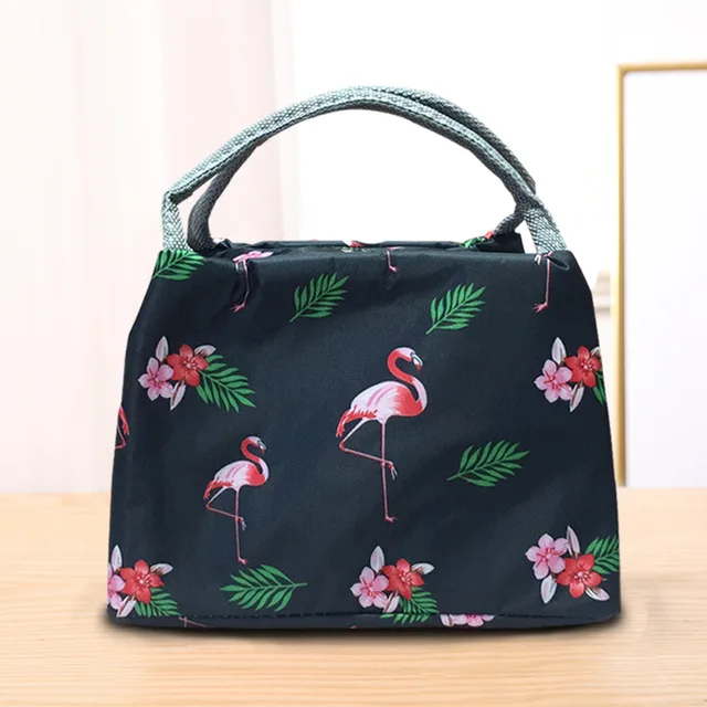 Black Flamingo s Каваи Фламинго Портативный молнии водонепроницаемый сумки для обеда женщин Студенческая коробка для завтрака термо сумки офисные школы пикника сумка-холодильник Bolsos - Цвет: Black Flamingo s