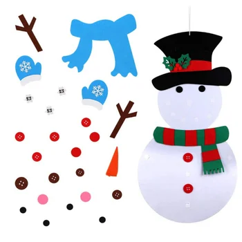 

2 Sets DIY Felt Toy Felt Christmas Tree Snowman Crafts Handmade Ornaments for Xmas