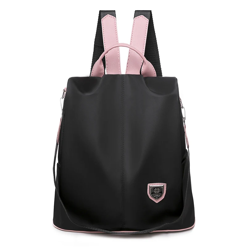 Модный женский рюкзак с панелями, высококачественные школьные сумки Oxford для девочек-подростков 3 в 1, женские противоугонные сумки - Цвет: Light Pink