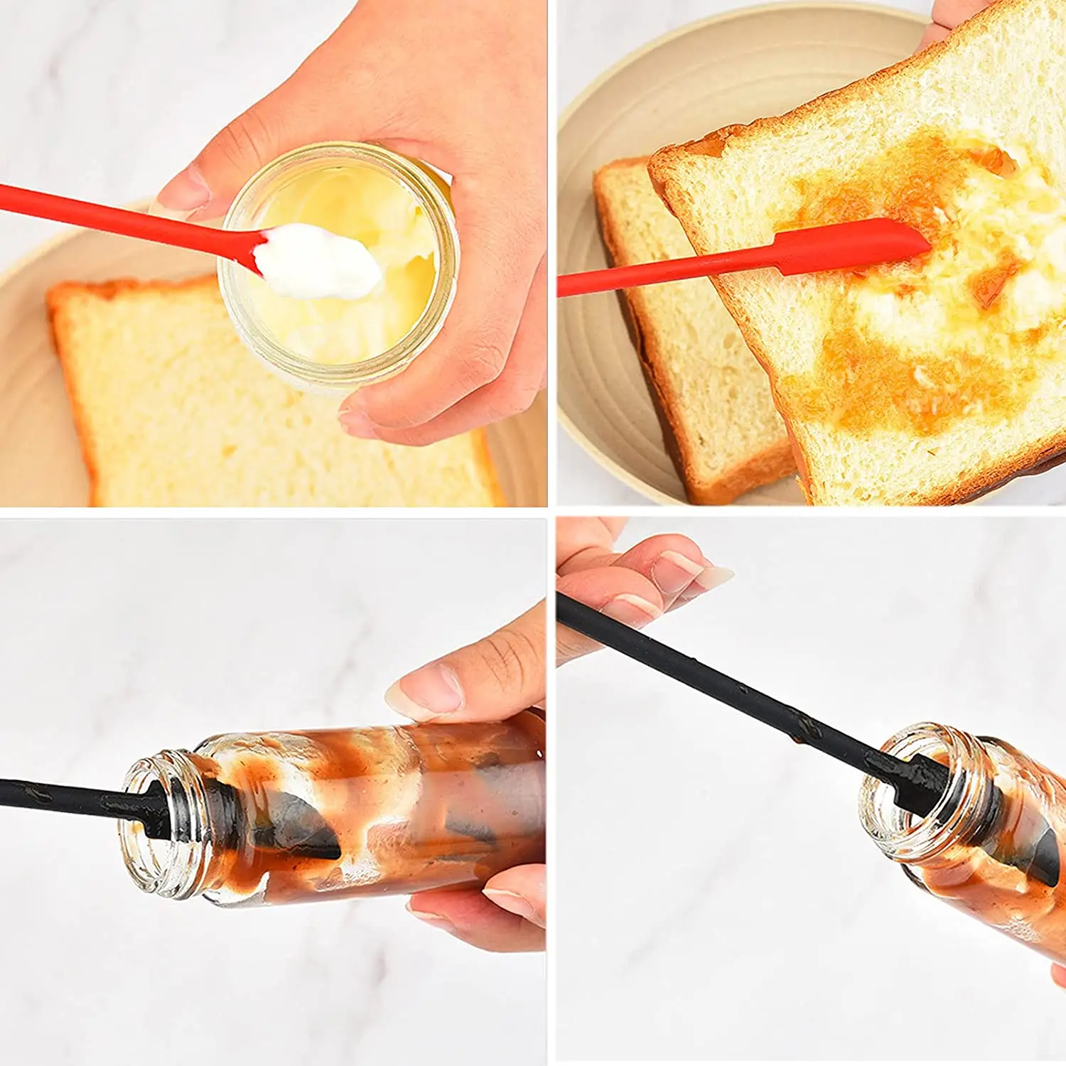 Spatola in silicone, confezione da 2 spatole scanalate resistenti al calore, per cucinare, senza BPA, in silicone nero, grande spatola da cucina per cottura antiaderente, lavabile in lavastoviglie