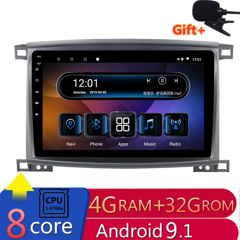 1" 4G Оперативная память 2.5D ips 8 Core Android 9,1 Автомобильный мультимедийный dvd-плеер gps для Toyota Land Cruiser 100 2005 2006 2007 радио навигации