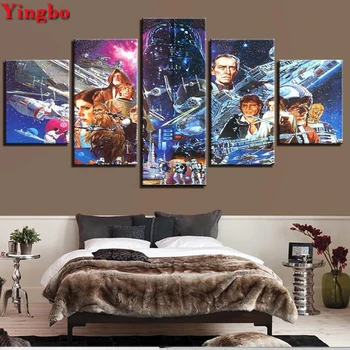 

5 PCS Diamond Embroidery Star Wars Movies Painting Full Round Square Diamond Painting Rhinestone Picture 5d diy diamond Mosaic