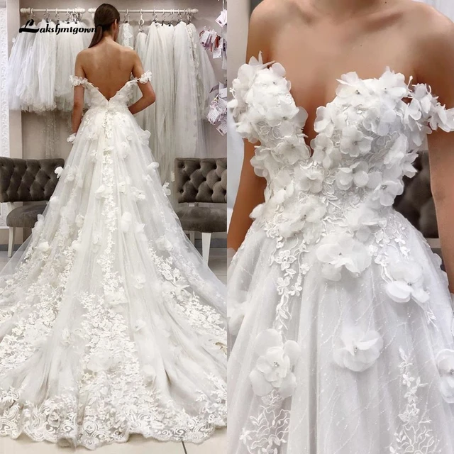 3D Flowrers Ball Gown Wedding Dresses Luxury Lace Appliqued – ROYCEBRIDAL  OFFICIAL STORE