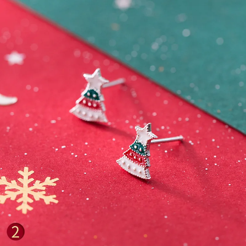 Christmas Tree Star Herwish, Рождественская коллекция, корейские серьги, 925 пробы, серебряные серьги, рождественские подарки, Женские Ювелирные изделия, известный бренд - Окраска металла: Christmas Tree Star