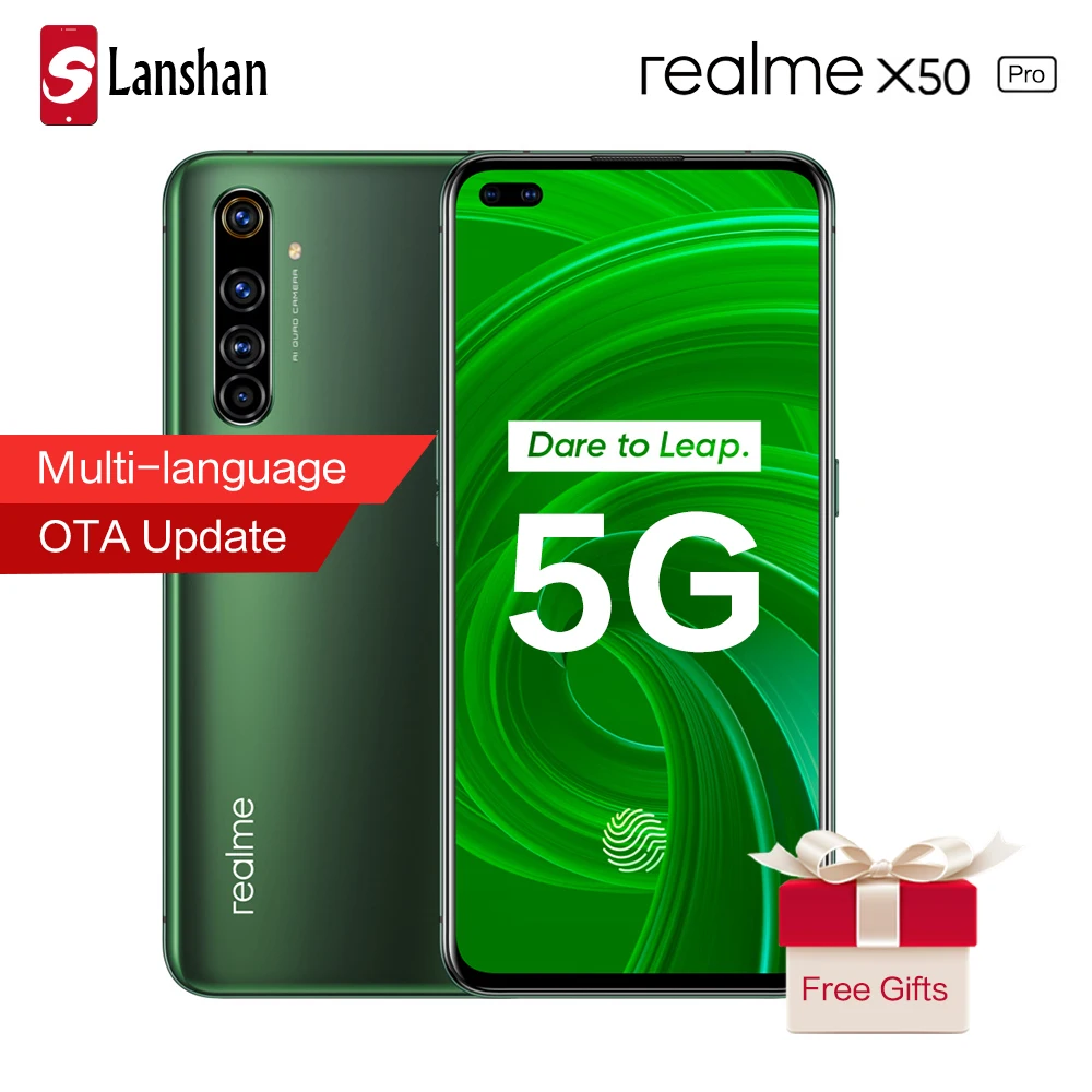 Оригинальный мобильный телефон realme X50 Pro Snapdragon 865 8 Гб 128 ГБ 6 44 дюйма 90 Гц суперamoled 65