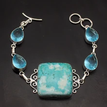 Hermosa натуральный Древовидный опал Bluetooth 925 Серебряный браслет для женщин 8,5 дюймов A772