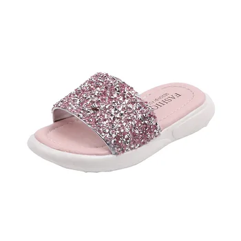 

Fashion Summer Girls Princess Paillette Outdoor Slippers Casual Sequins Soft Children's Sequined Flats For Kids Glitter Sandals