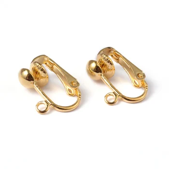 

1 Box Iron Clip-on Earring Components for Non-Pierced Ears 17.5x13.5x7mm Golden