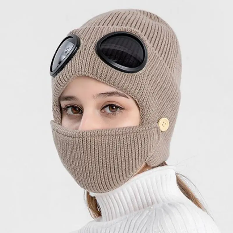 

2020 Fashion Unisex Russian Winter Hat Warm Knitt Hat Women Pilot black Ear Flap Cap With Glasses Ear Muff Headwear