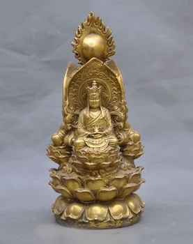 

wedding decoration China brass Buddhism lotus Western three saint guanyin sakyamuni buddha statue