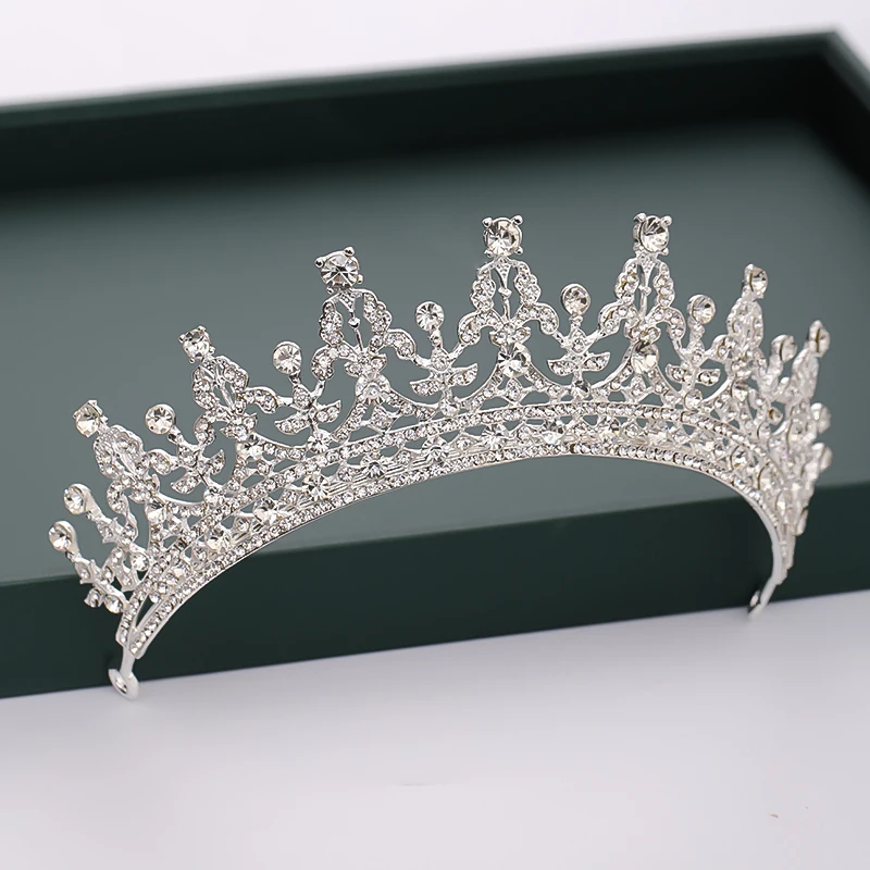 5.5cm High Pearl Crystal Tiara Crown Wedding Bridal Queen Princess Prom 2 Colors 