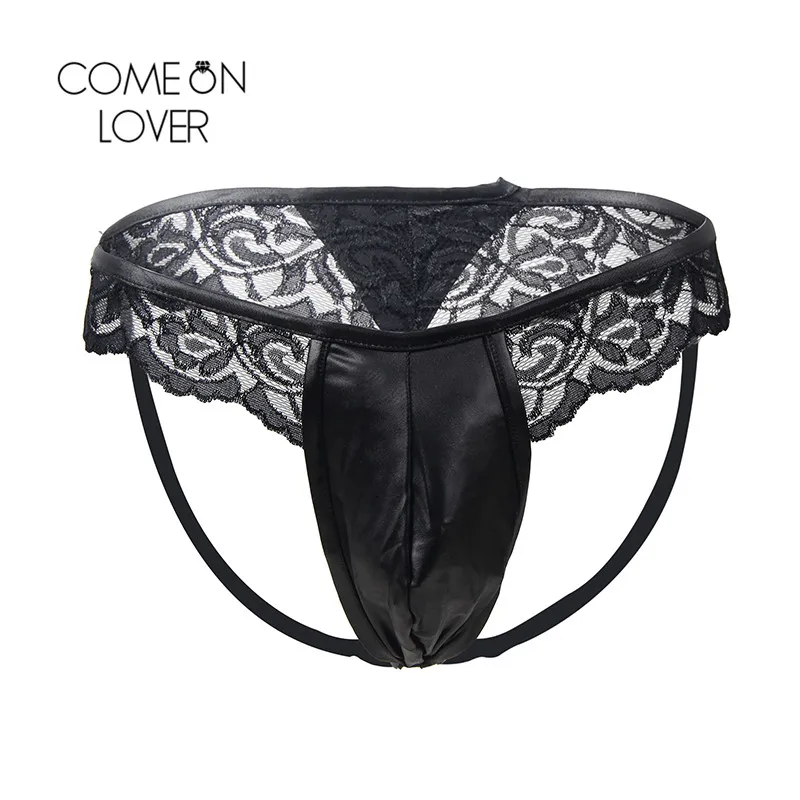 Comeonlover горячая Распродажа сексуальные мужские стринги модные перспективные кружевные нижнее белье с низкой талией эротические кожаные