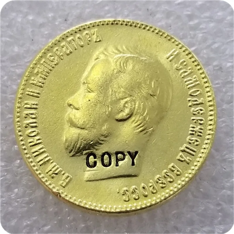 1898-1911 Россия 10 ROUBLE CZAR NICHOLAS II Золотая копия монет