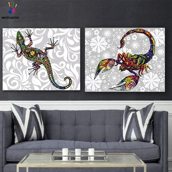 

DIY Colorings Pictures by Numbers with Colors Colorful Lizards and Scorpions Picture Drawing Painting by Numbers Framed Home