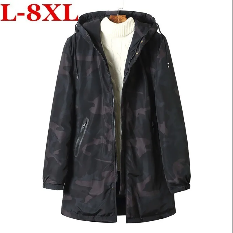 Размера плюс 8XL Камуфляжная парка для мужчин зимняя длинная куртка круглая
