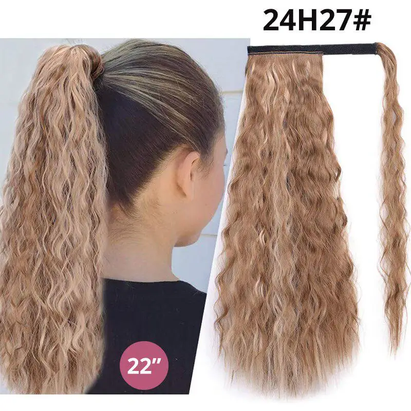 MERISI волосы 22 дюймов длинные кудрявые конский хвост шиньон синтетический обруч вокруг волос для женщин поддельные волосы термостойкие - Цвет: #8