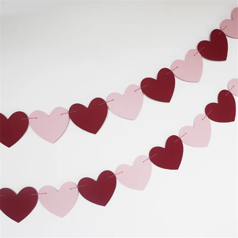 3 метра подвесной Декор красное сердце баннеры Гирлянда Свадьба День Святого
