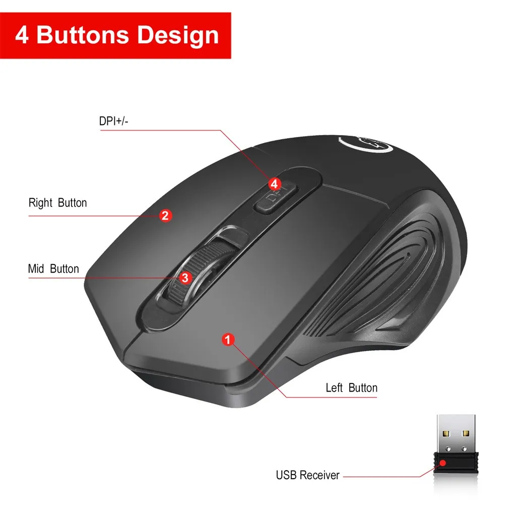 2,4 ГГц Беспроводная оптическая USB игровая мышь 2400 dpi перезаряжаемая Бесшумная мышь эргономичная мышь s Raton Inalambrico Ordenador