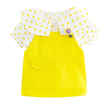 

Summer Baby Girl Clothes Children Pocket Cotton Cute Shirt Strap Dress 2Pcs/sets Toddler Fashion Costume Infant Kids Tracksuits