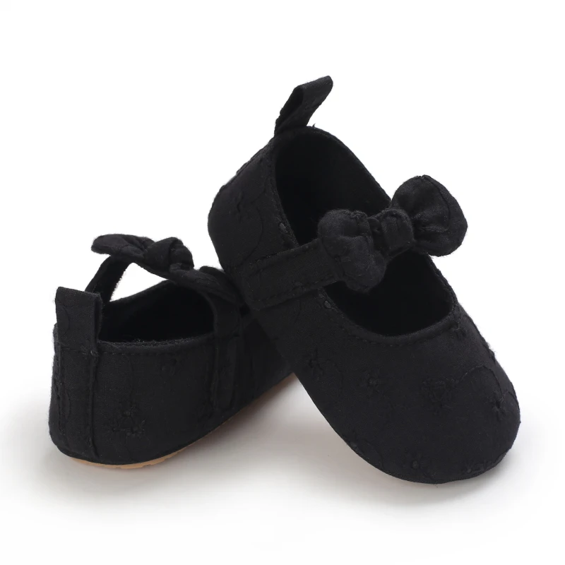 Infant Newborn Baby Girls Princess Non-Slip Floral Border Shoes Toddler Baby Soft PU Leather Prewalker Shoes Solid First Walkers