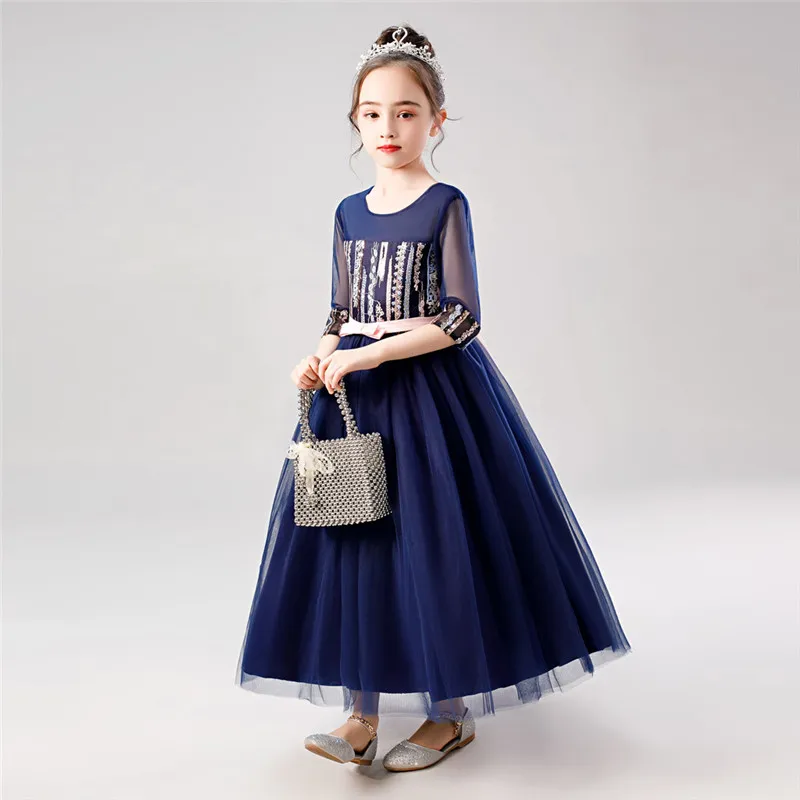 Girls formal dress Floral Kids Girls Princess Bridesmaid Pageant Gown Birthday Party Wedding Dress vestido robe fille #4O29 (17)