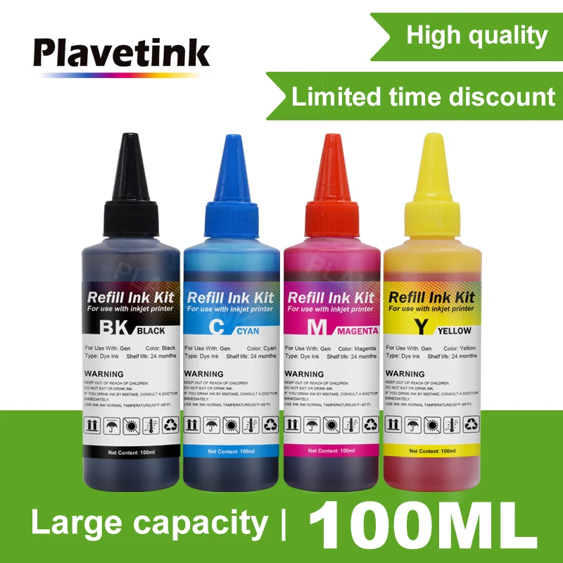 Plavetink 100ml Bottle Printer Dye Ink Refill Kit 4 Color For HP 934 935 XL Officejet Pro 6812 6830 6815 6835 6230 Cartridges | Компьютеры