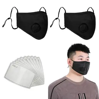 

2pcs Black Mouth mask+10pcs Activated Carbon dust mask Filter paper Protective Filter Media Insert for mouth Mask anti dust mask