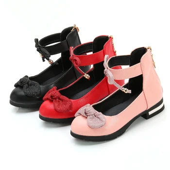 

Children Girl Leather Shoes Mid-top Bowknot Solid Color Flat Sandals Summer Kids Leisure Shoes Flat with Zipper SSJ029