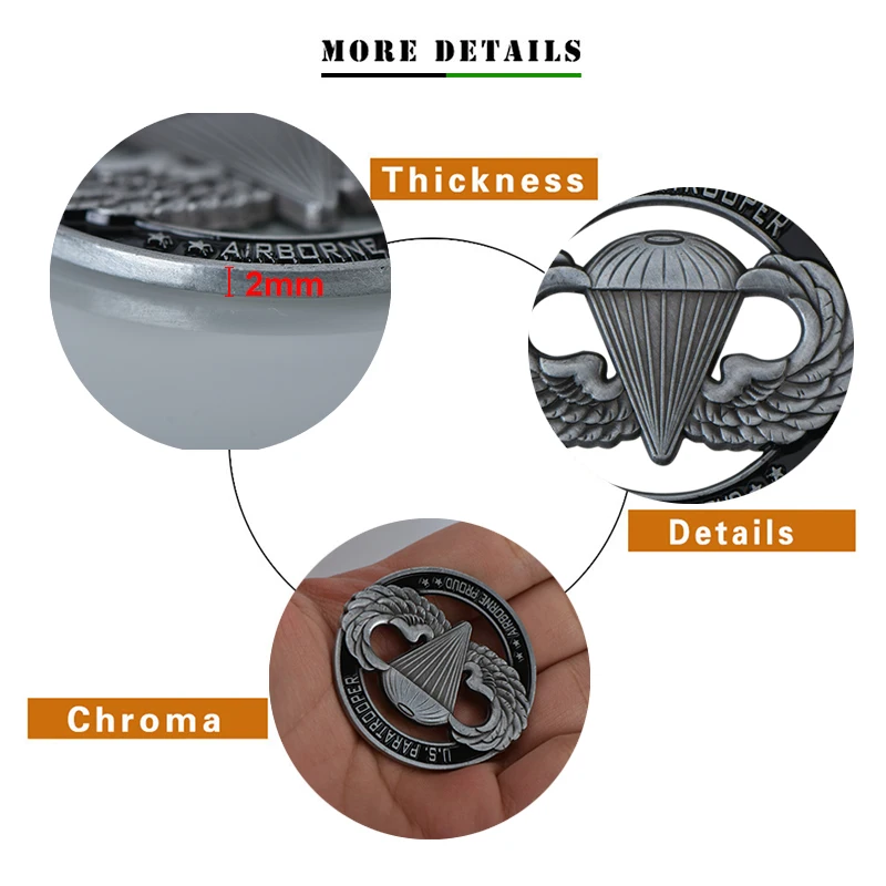 WR США десантник памятный вызов монеты домашний декор Соединенные Штаты Америки воздушные металлические монеты для подарков на день рождения