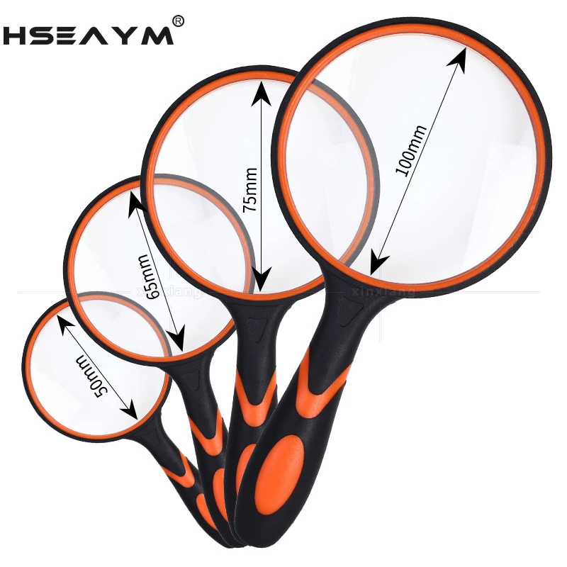 

65mm HD Optical Lens Magnifier Loupe Rubber Plastic Old Man Reading Handheld Glass Color Magnifying Glass