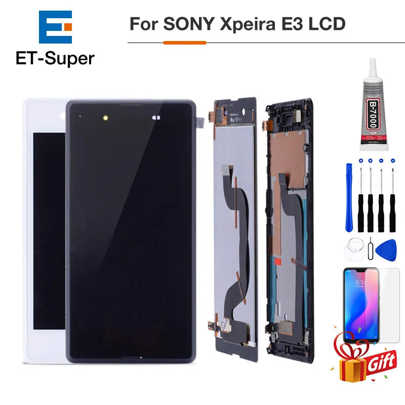 ips дисплей для Sony Eperia E3 lcd сенсорный экран дигитайзер в сборе с рамкой D2203 D2243 4," ЖК-экран Сенсорная панель запасные части+ закаленное стекло+ клей+ инструменты