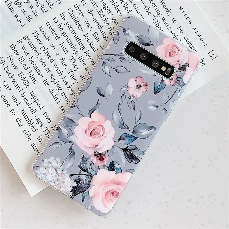FLYKYLIN розовый чехол с цветами для samsung Galaxy A40 A50 A70 S8 S9 S10 Plus S10e задняя крышка на Мягкий ТПУ силиконовый мраморный чехол для телефона - Цвет: Style 803