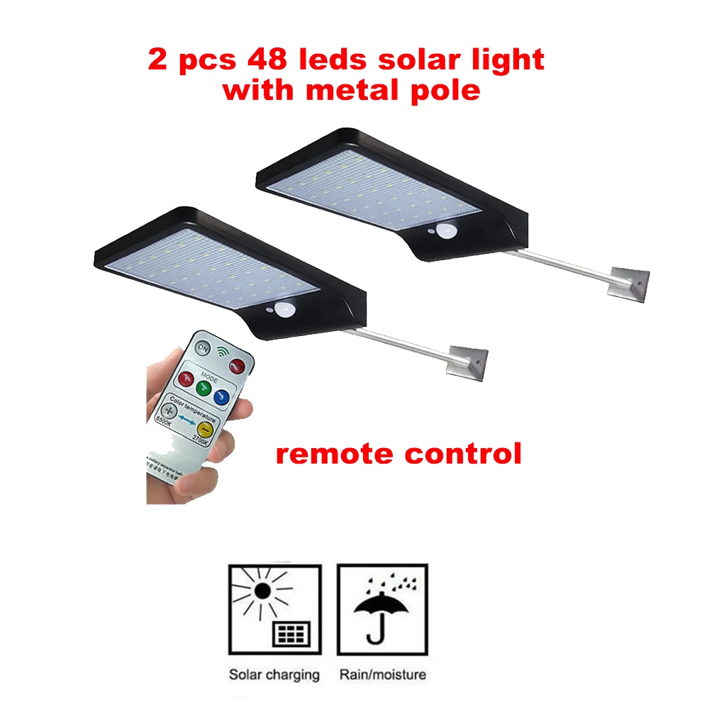 

2/4pcs Newest 48 LED Solar Power Street Light PIR Motion Sensor Lamps Garden Security Lamp Outdoor Street Waterproof Wall Lights