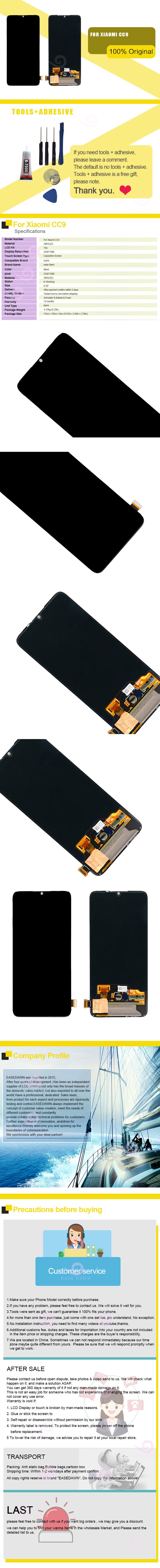 Для Xiaomi mi CC9 AMOLED ЖК-дисплей сенсорный дигитайзер сборка для Xiao mi дисплей