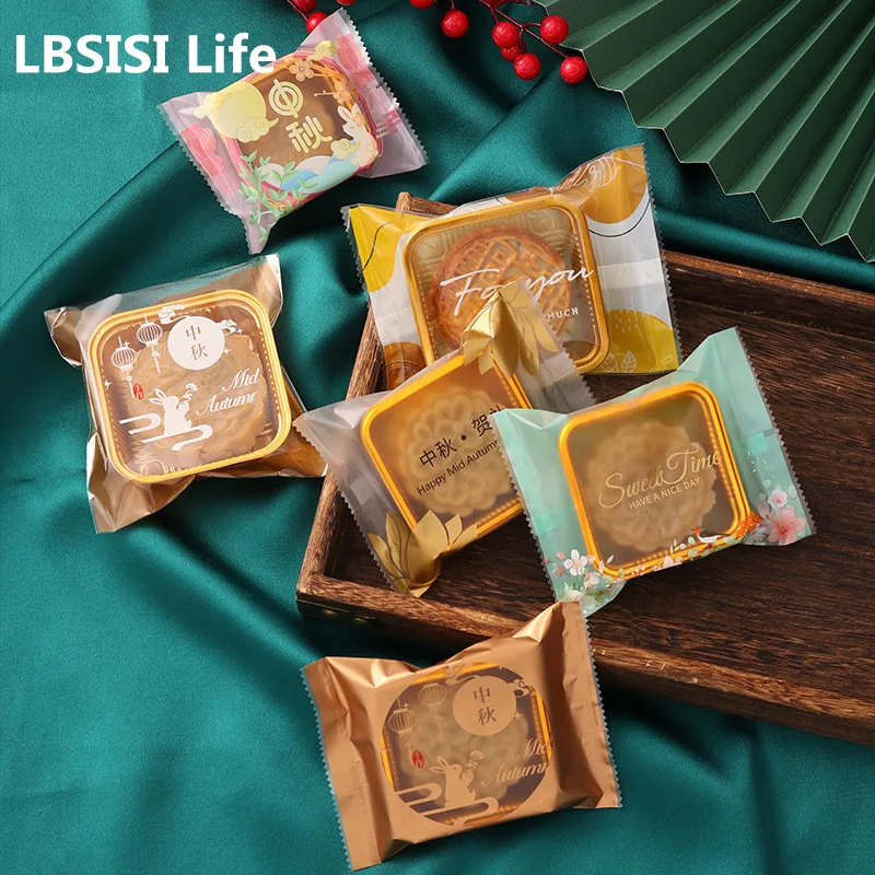 LBSISI Life 100 шт. пластиковые пакеты с горячим запахом Mooncake ручной работы для печенья