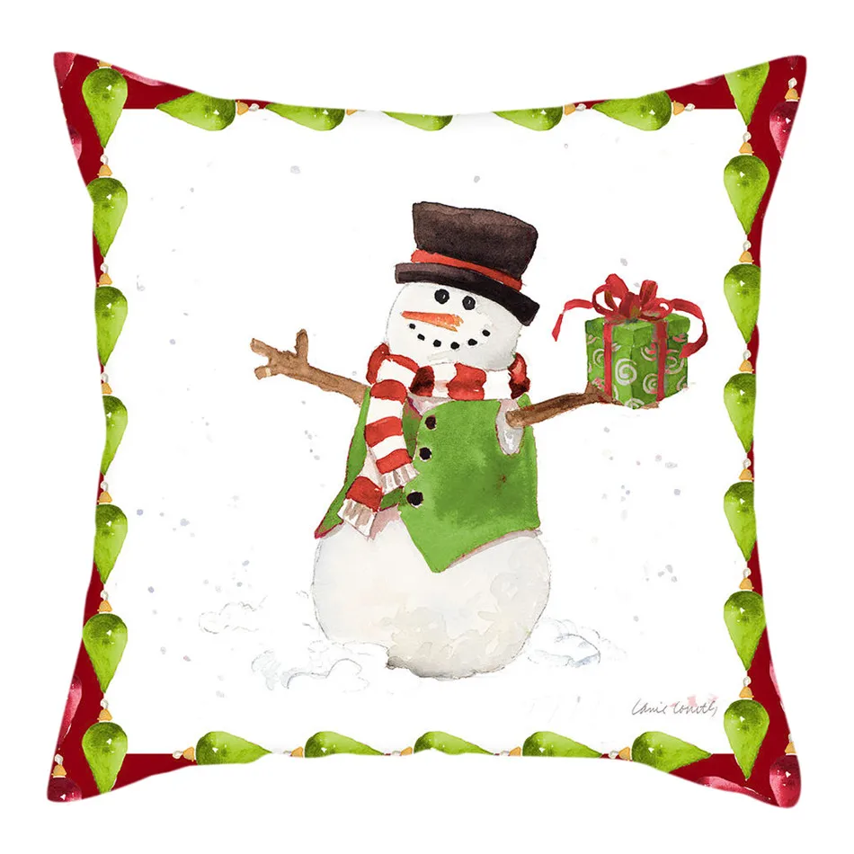 Fuwatacchi мультфильм стиль Животные Рождественский Чехол на подушку подушка со снеговиком чехол домашние декоративные белые подушки Чехол для дивана сиденья