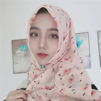 

4 Colors Women Bubble Chiffon Scarf Hijab Wrap Print Floral Shawls Headband Muslim Hijabs Scarves/Scarf
