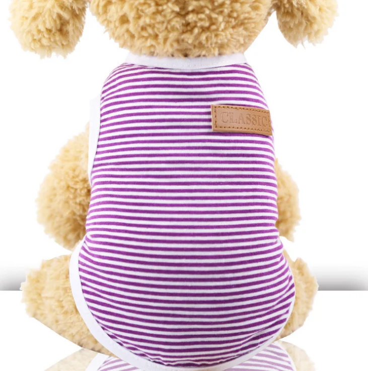 Purple Классическая одежда для собак, одежда для собак, костюм для домашних животных, жилет для собак в полоску, одежда для домашних животных, плюшевые медведи, чихуахуа - Цвет: Purple