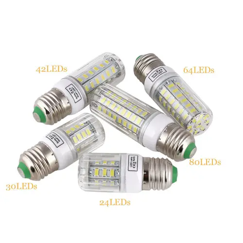 LED 옥수수 전구 E27 스크류 베이스 SMD 5730 7W 12W - 30W 45W 울트라 브라이트 홈 샹들리에 테이블 램프 30 42 - 136 165LED 220V 3