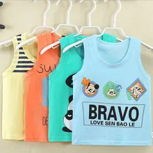 Детский жилет из чистого хлопка в Корейском стиле для мальчиков и девочек летняя футболка без рукавов Универсальная футболка для маленьких детей